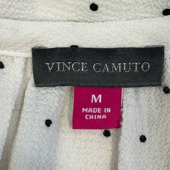 EUC Vince Camuto Polka Dot Blouse White Black Size Medium - Picture 6 of 6